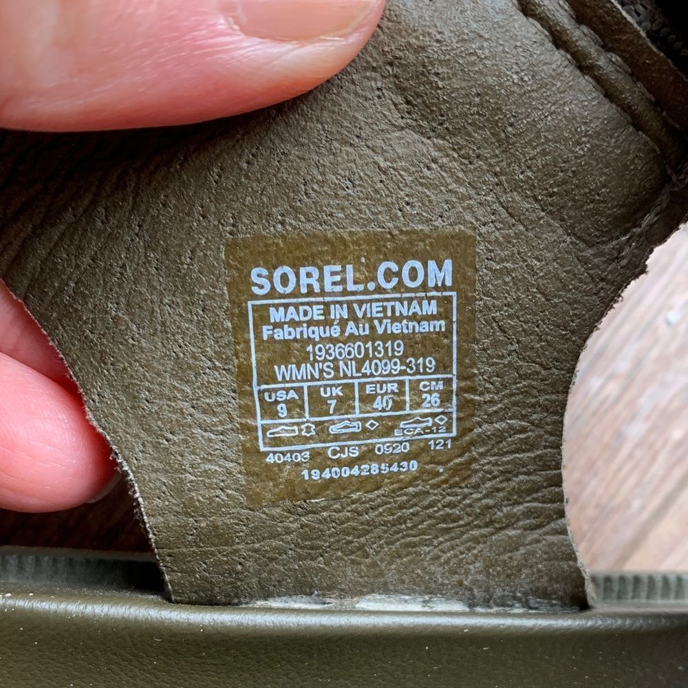 Sorel Roaming Decon olive green leather strap sandals Womans size 9 - Picture 11 of 11